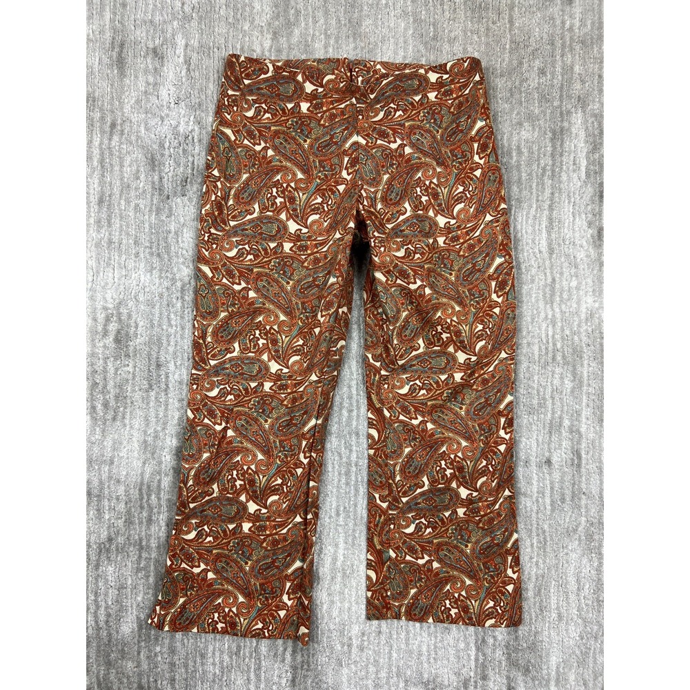 Charlotte Russe Pants Womens S‎ Rust Paisley Boho Straight Leg High Rise Cropped